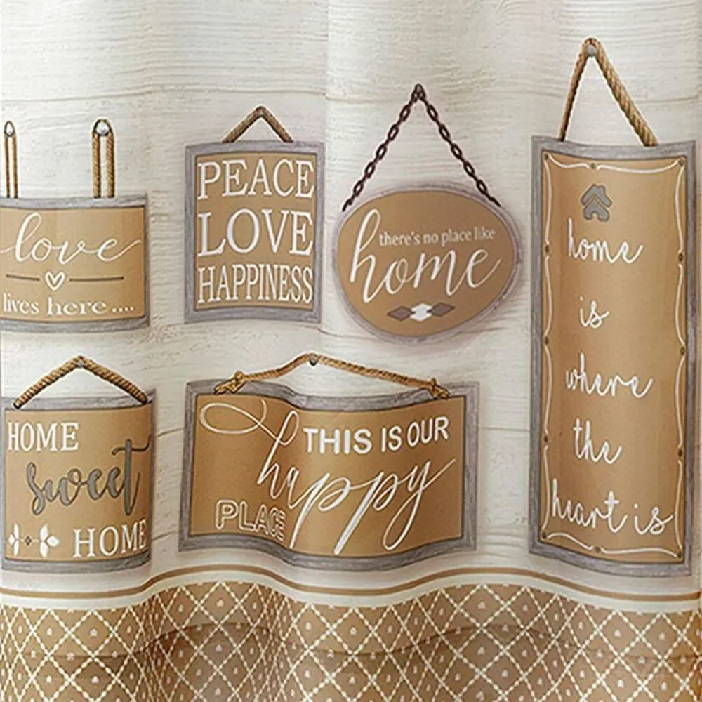 Woven Trends Modern Farmhouse 3-Piece Window Curtains, Two Tier Panels &